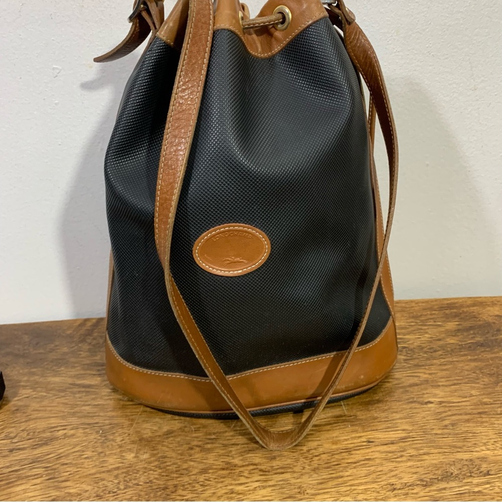 Longchamp Black and Brown Crossbody Bag